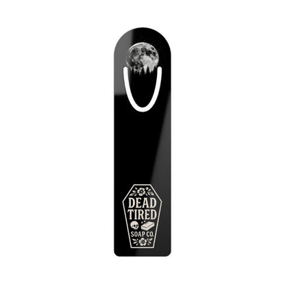 Dead Tired Moon Bookmark — Gothic Metal Bookmark for Night Owl Readers