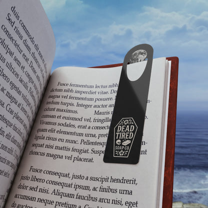 Dead Tired Moon Bookmark — Gothic Metal Bookmark for Night Owl Readers